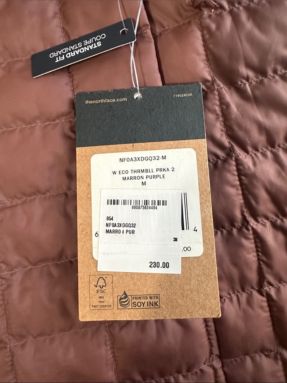 The North Face Women's Hooded Quilted Long Puffer Jacket - Mauve Brown - Picture 2 of 11